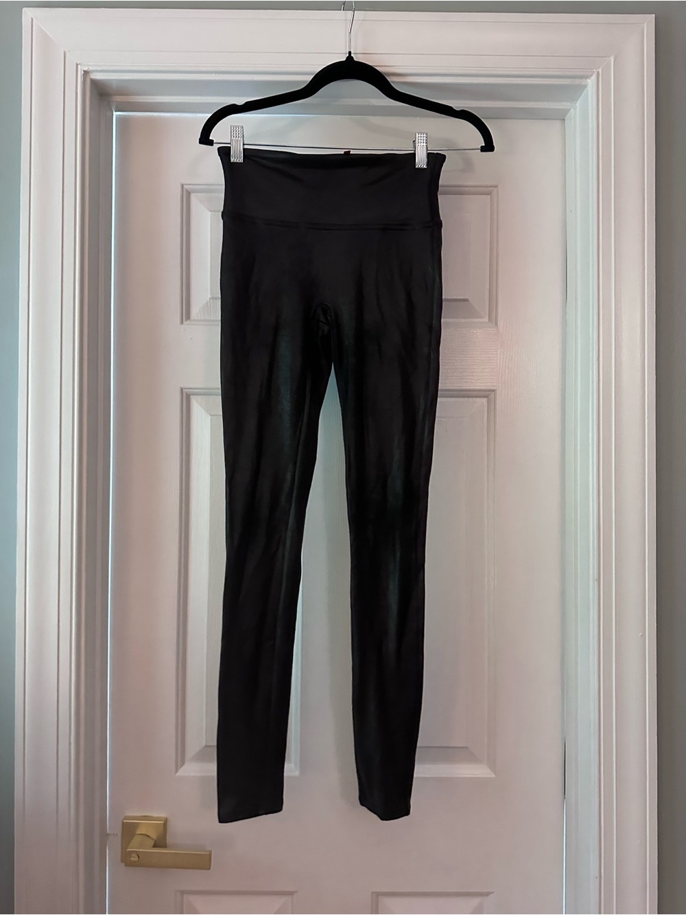 SPANX Black Faux Leather Leggings Size Small